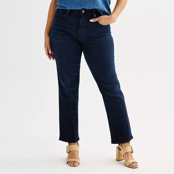 Sonoma Denim - Sonoma Curvy High Rise Straight Jeans Womens 2 Blue Dark Wash Stretch NEW